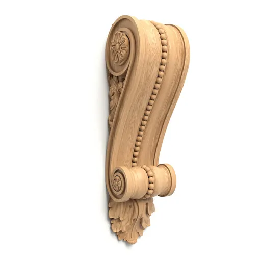 KR-016 Beaded corbel scroll floral oak